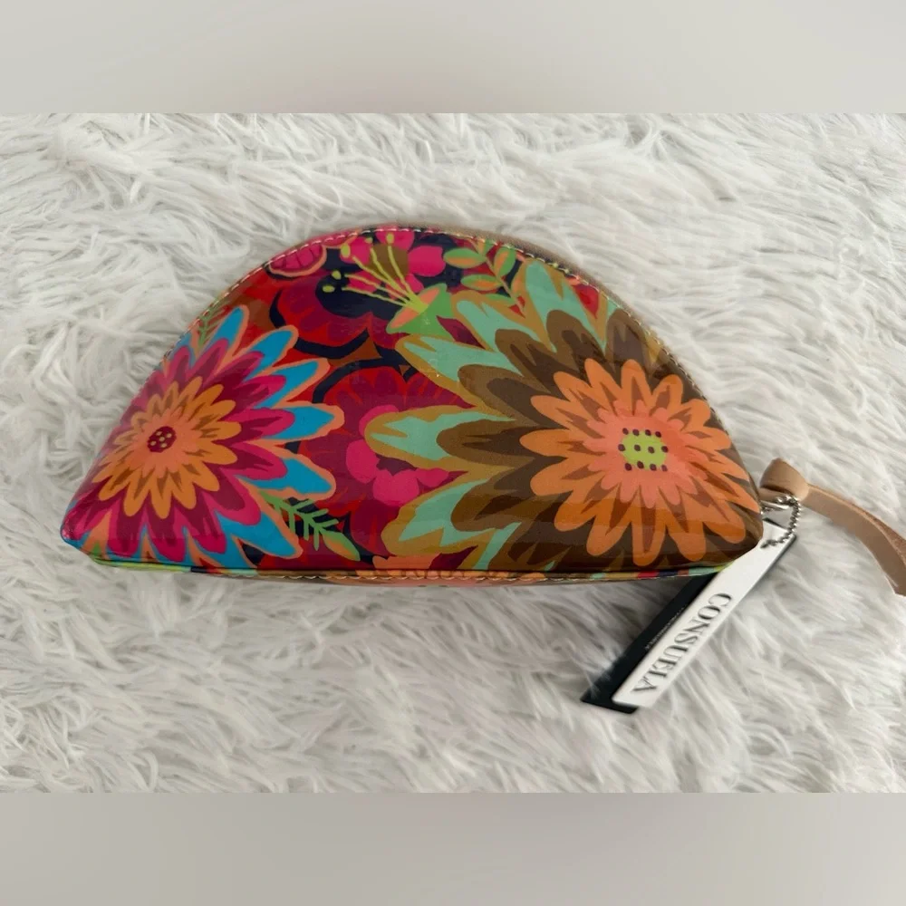 New Consuela Mod Floral Legacy Medium Domed Toiletry Makeup‎ Cosmetic Bag Rare